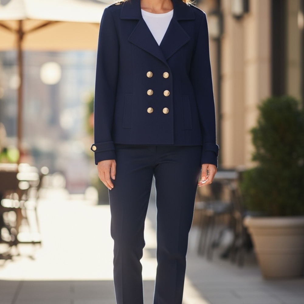 Tahari Arthur S. Levine Navy Double Breasted Blazer Women’s Size 6 - Picture 7 of 7